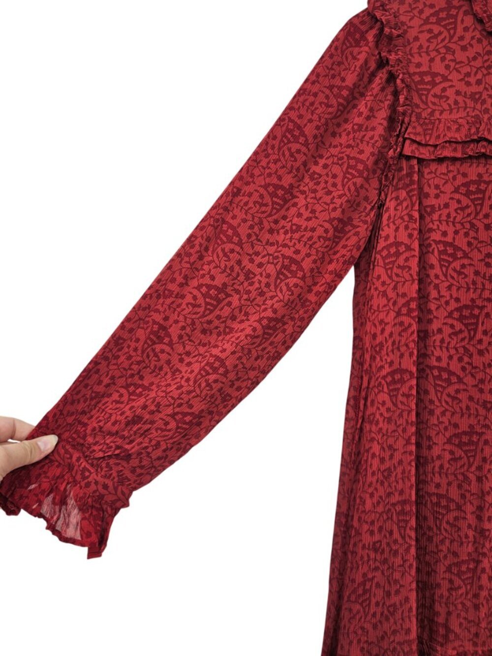 Cleobella Iris Midi Dress Red Women's Size XS NEW Tiered Ruffle Party Evening - Picture 8 of 14